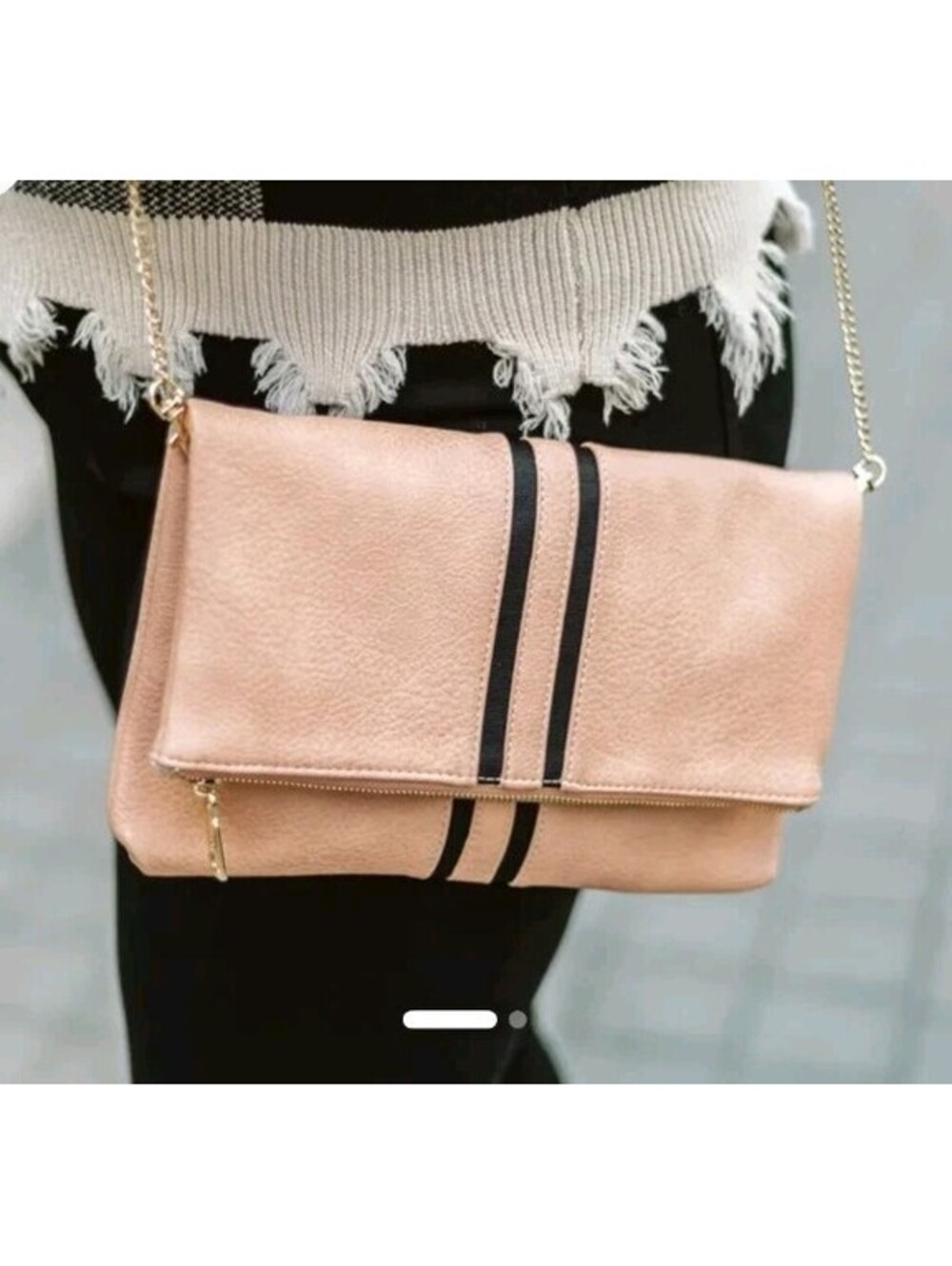 Glitzy Girlz Pink Clutch With Black Trim - Magnetic